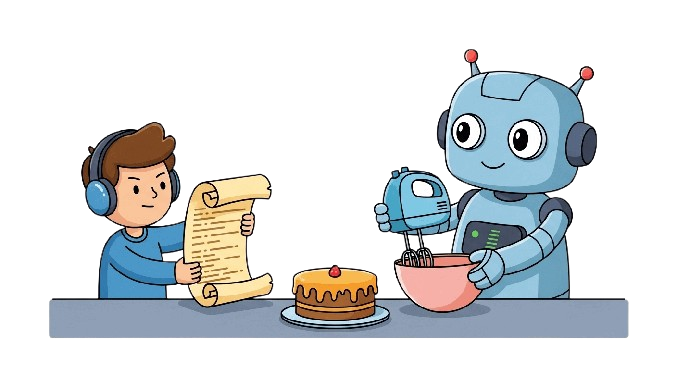 طفل يعطي روبوت وصفة
